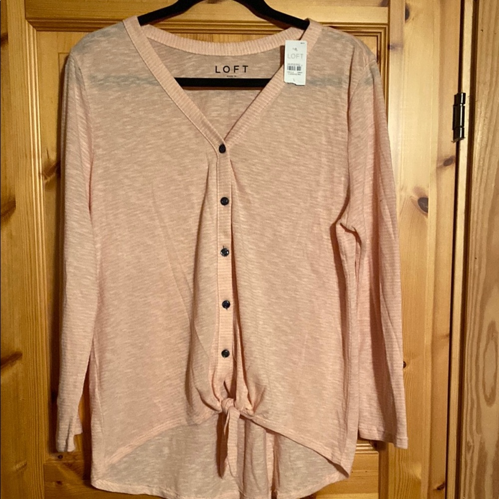 LOFT Pink Striped Top - Picture 7 of 7
